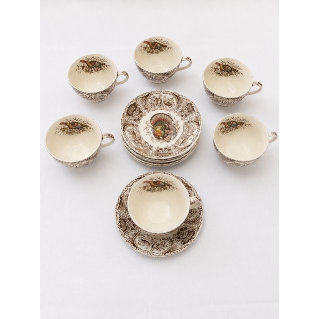 English Vintage Johnson Brothers Woodland Wild Turkeys Windsor Ware Dinnerware Set, 20 Pieces, England For Sale - Image 3 of 6