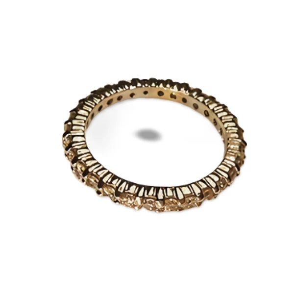 Elegant 14K white gold eternity wedding band featuring 30 brilliant round diamonds totaling 0.9 carats, symbolizing...