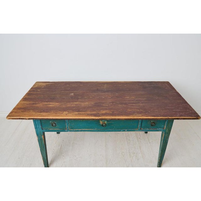 Large Antique Handcrafted Country Table with Drawers, Sweden, 1840 For Sale - Image 6 of 11
