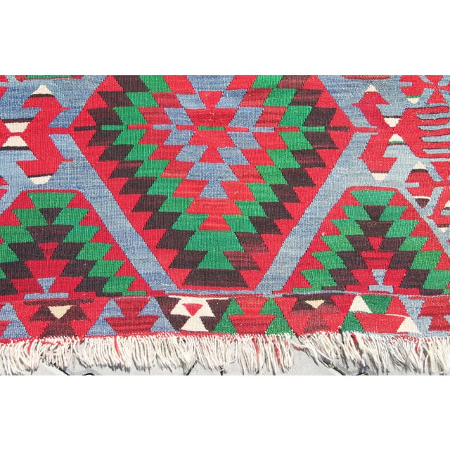 1960's Vintage Hand Woven Kilim Rug - 63" X 120" For Sale In Raleigh - Image 6 of 10