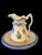 Early 20th Century Blue & Ivory Ceramic Wash Basin and Pitcher Set For Sale - Image 4 of 12