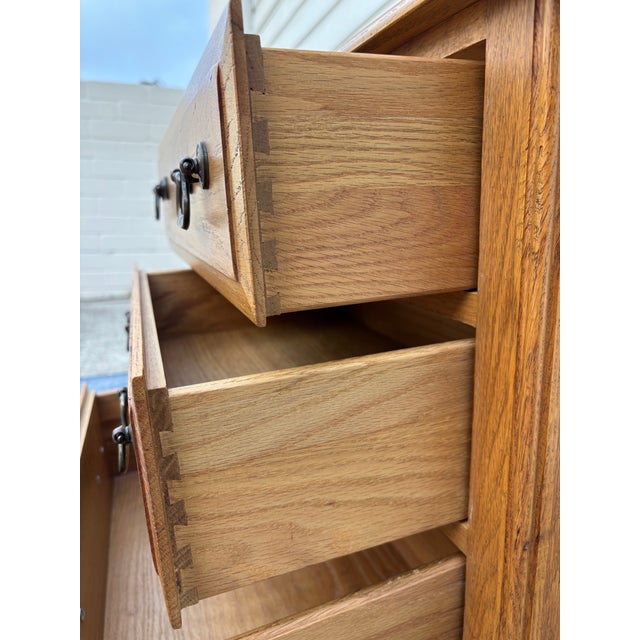Vintage Ethan Allen 3-Drawer Solid Oak Accent Chest or Nightstand For Sale In Los Angeles - Image 6 of 9