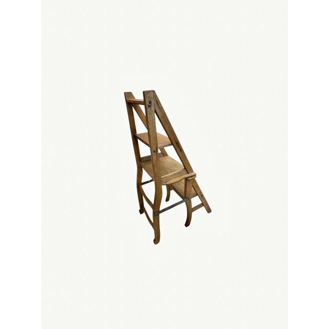 Tan Metamorphic Wooden Folding Library Stepladder, 1890s For Sale - Image 8 of 17