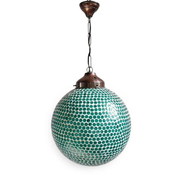 2020s Blue Mosaic Globe Pendant Light Small For Sale - Image 5 of 10