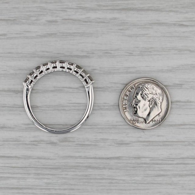 Modern 0.90ctw Diamond Wedding Band 14k White Gold Size 10 Stackable Annivesary Ring For Sale - Image 3 of 8