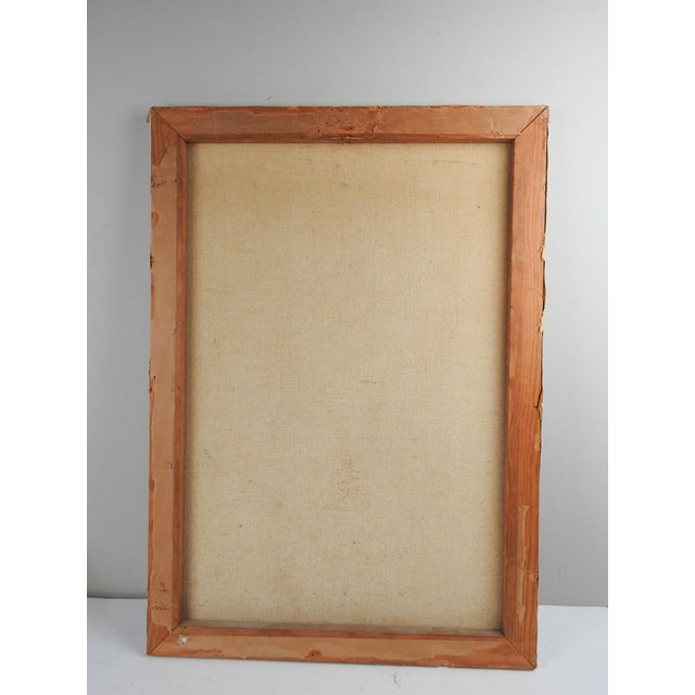 Rustic Vintage Pink Gladiolus Flowers in Blue Vase Still Life Painting For Sale - Image 3 of 6