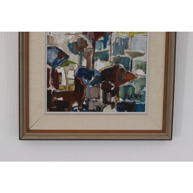 Mid-Century Modern Pia H. Campbell, Town, 1950s, Oil on Canvas, Framed For Sale - Image 3 of 18