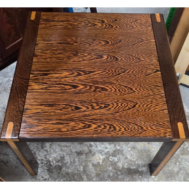 Exceptional Pair of Mid-Century Modern Zebrawood Side Tables With Contrasting Solid-Wood Joinery, Circa 1960s For Sale - Image 12 of 16