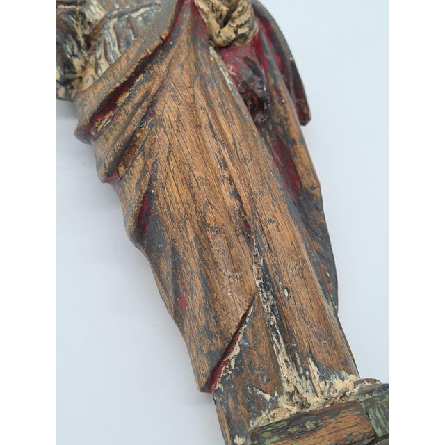 Antique Wooden Statue of Salvator Mundi, 1700s For Sale - Image 10 of 15