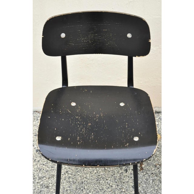 Industry West Madewell Industrial School Side Chair Black Metal Frame - Set of 3 For Sale - Image 4 of 11