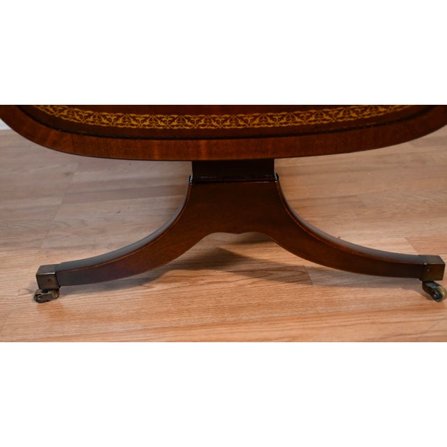 1930 Heritage Henredon English Regency Mahogany & Leather Top Coffee Table For Sale - Image 9 of 17