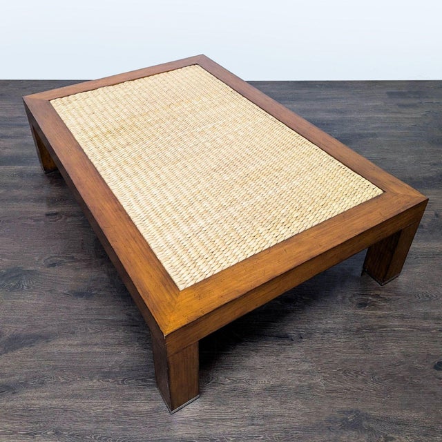 Ralph Lauren Ralph Lauren Rattan Woven Top Coffee Table For Sale - Image 4 of 6