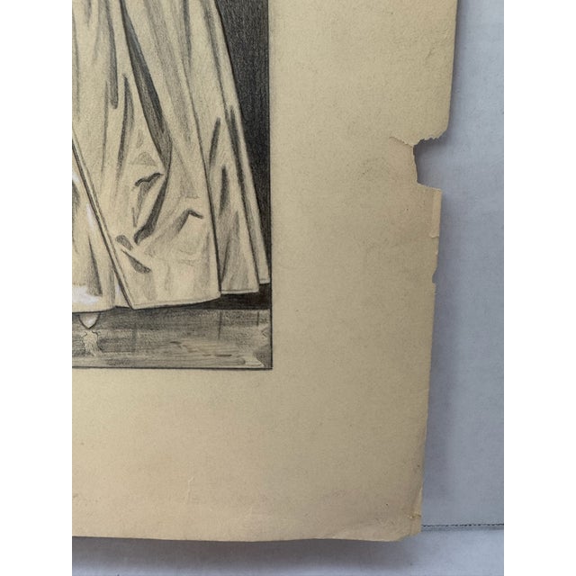 1940s Original Signed Graphite Illustration of 18th Century Couple in Period Dress, 11 × 14 In. For Sale In Atlanta - Image 6 of 9