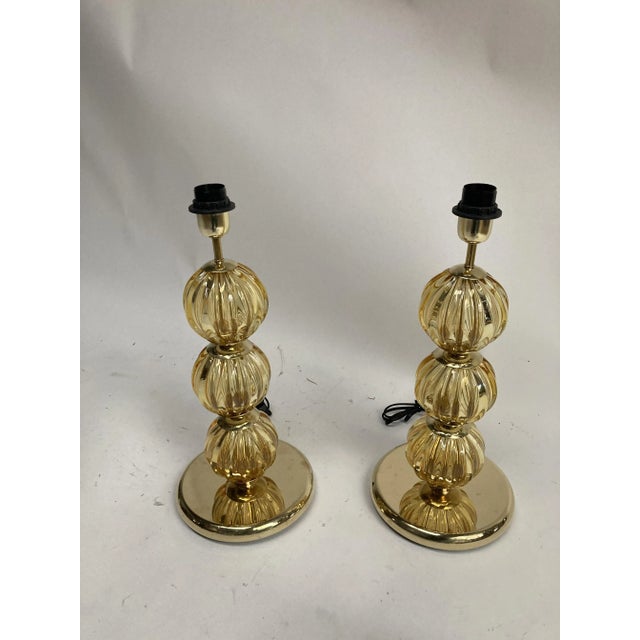 Mid-Century Modern Murano Glass Lamps, Set of 2 For Sale - Image 3 of 5