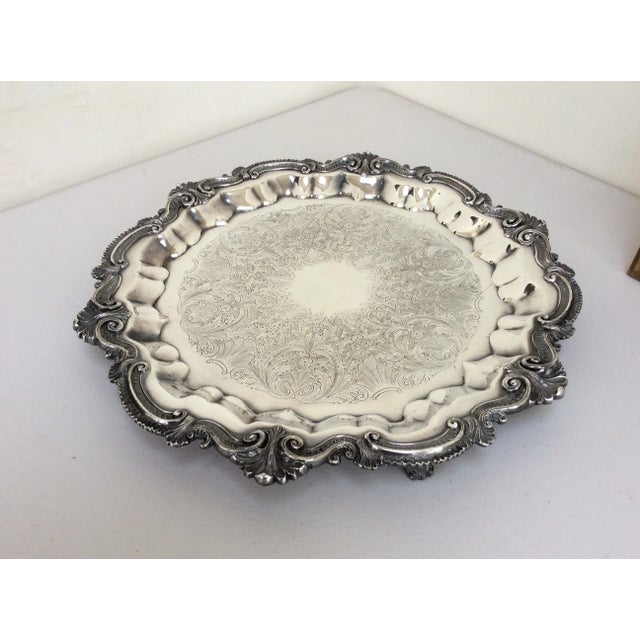 Rococo Antique Rococo Style Silver on Copper Tray For Sale - Image 3 of 6