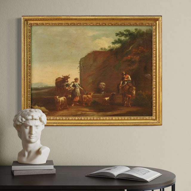 Bucolic Landscape, 1680, Oil on Canvas, Framed For Sale - Image 12 of 16