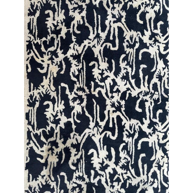 Very beautiful vintage modern design rug with an abstract design of an artist which the signature is at the bottom of the...