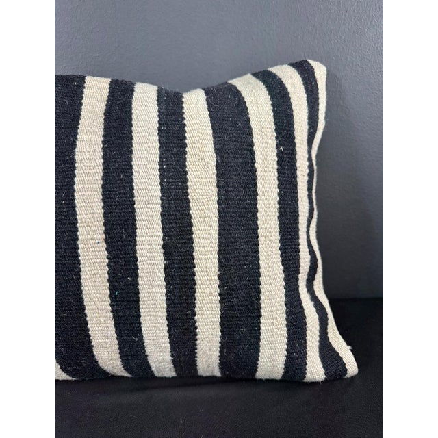 Contemporary Turkish Hemp Pillow Cushion Natural Beige Black Pillow Cushion Cover 16" x 24" For Sale - Image 3 of 4