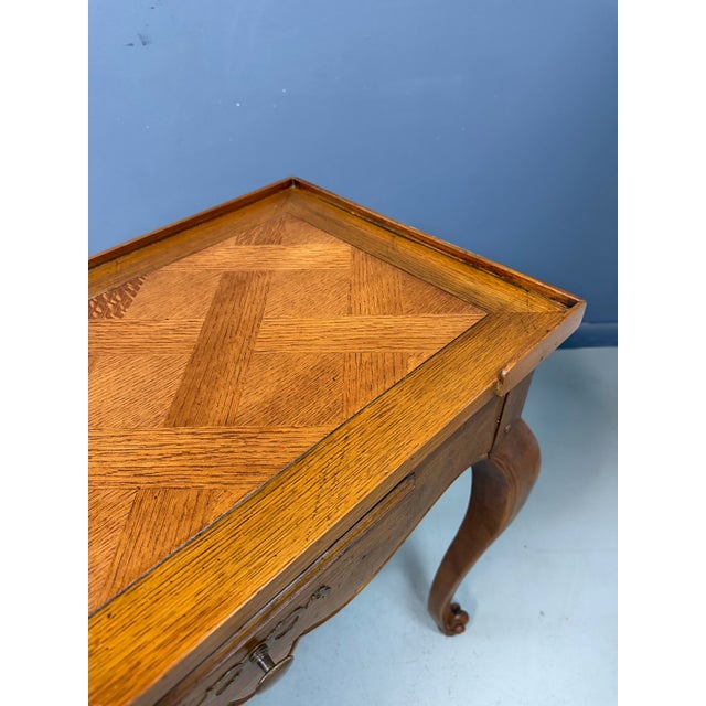Baker Furniture French Provincial Console Table With Parquetry Inlaid Top 1980s For Sale - Image 13 of 14