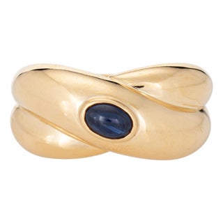1992 Cartier Colisee Sapphire Ring Sz 6.75 Eu 54 Band 18k Yellow Gold Signed For Sale