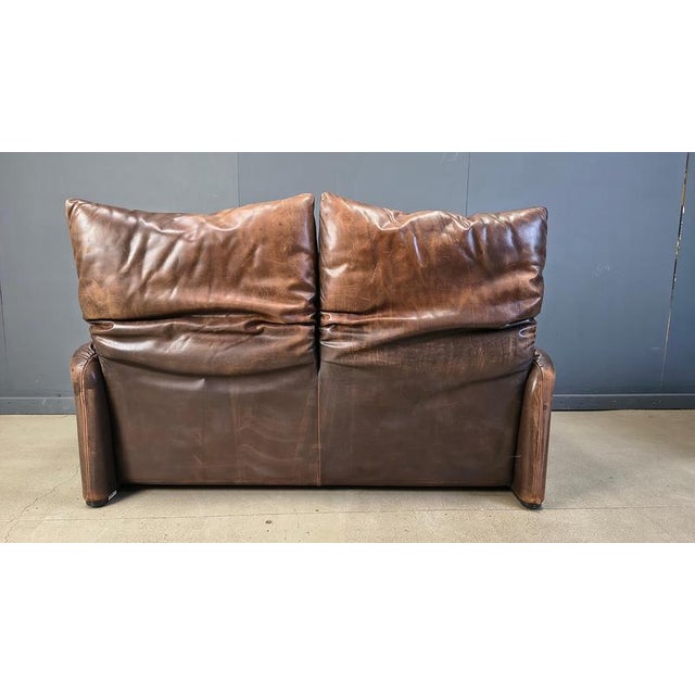 1970s Leather Maralunga Sofa by Vico Magistretti for Cassina, 1970s For Sale - Image 5 of 15