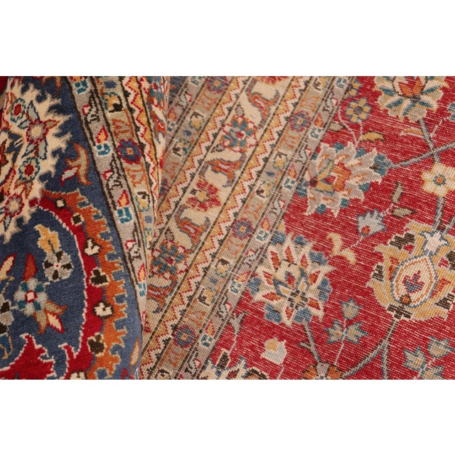Textile Floral Pak-Persian Adele Red/Blue Wool Rug - 10'0'' X 14'0'' For Sale - Image 7 of 8