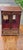 Vintage Wooden Jewelry Armoire With Etched Glass Doors & Red Velvet Lined Interior For Sale - Image 15 of 16
