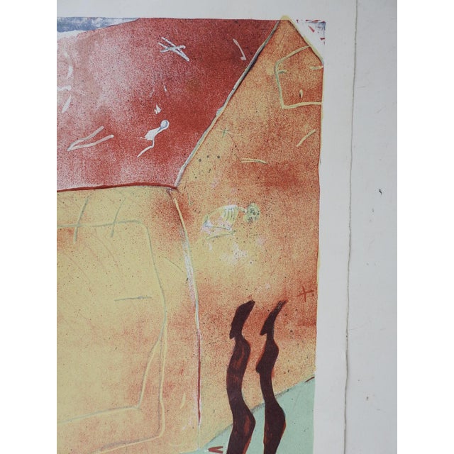 Tribal Mid 20th Century Primative Surreal Abstract Serigraph For Sale - Image 3 of 6
