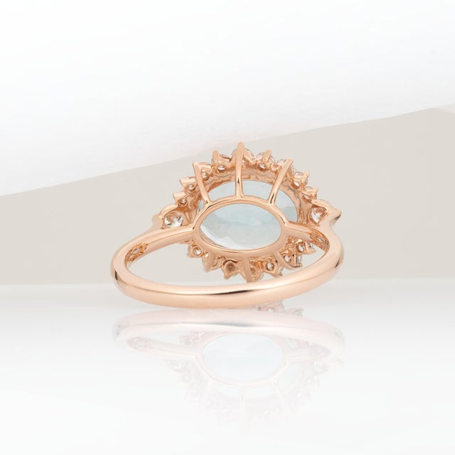 2020s 3.1Ct Aquamarine Ring With Natural Diamonds Accents: Solid 14k Gold, Size 6.75 For Sale - Image 5 of 7