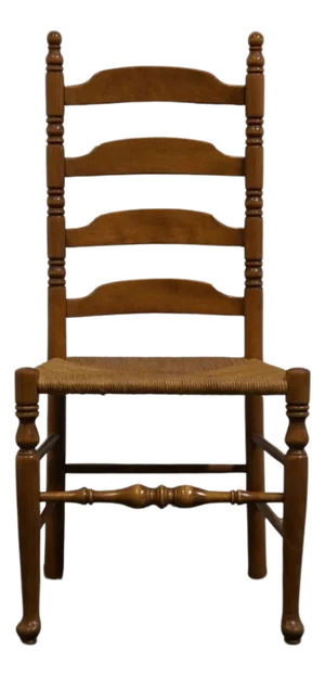 Ethan Allen Heirloom Nutmeg Maple Colonial Early American Ladderback Dining Side Chair W. Rush Seat 10-6050