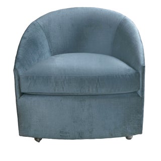 Milo Baughman Velvet Barrel Chair For Sale