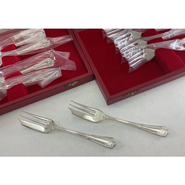 Traditional 1980s Silver Plated Pastry Forks, La Regence - Set of 12 For Sale - Image 3 of 15