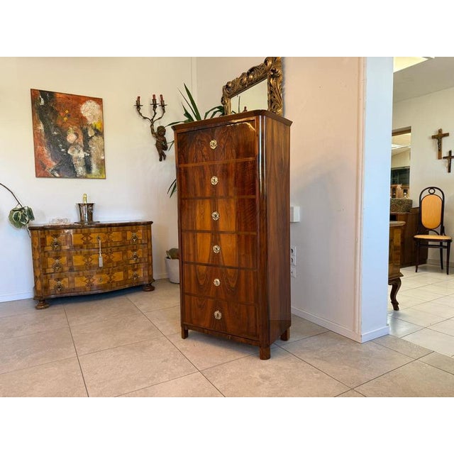 Antique Biedermeier Walnut Cabinet For Sale - Image 10 of 13
