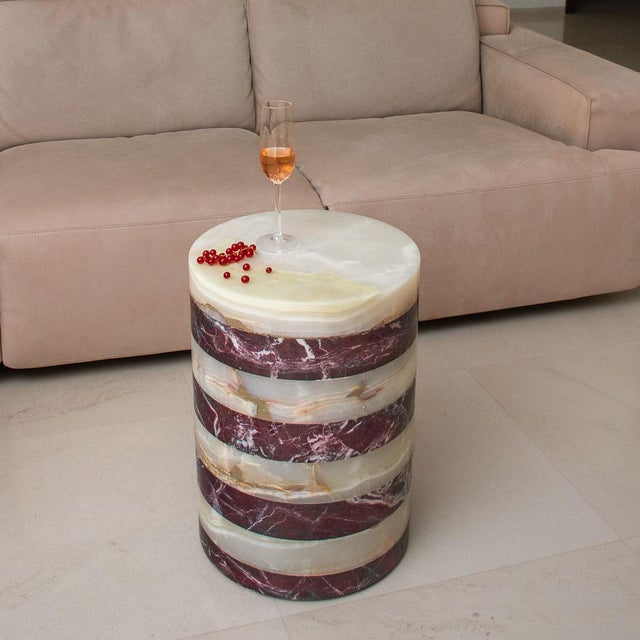 Onyx and Marble Side Table by Forzini For Sale - Image 4 of 7