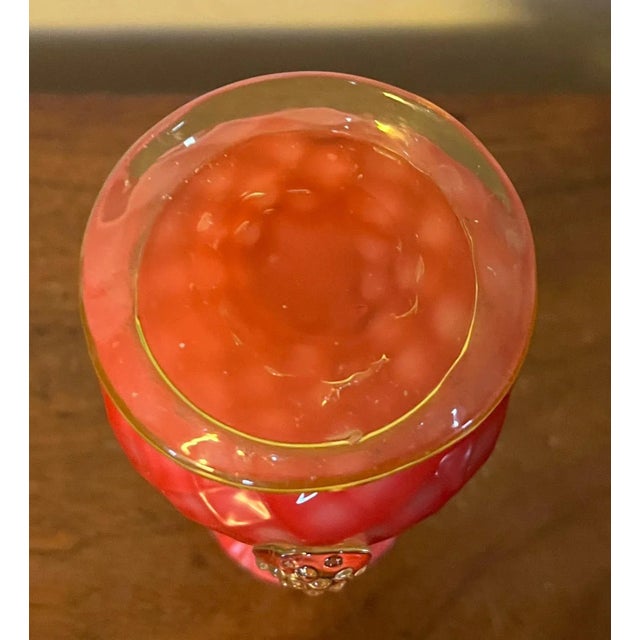 Pink Antique Late 19th Century American Cased Glass Small Vase For Sale - Image 8 of 12