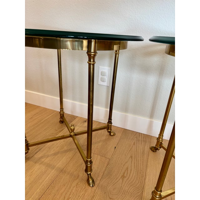 Vintage Italian Brass and Glass Round Side Tables - A Pair For Sale - Image 17 of 18