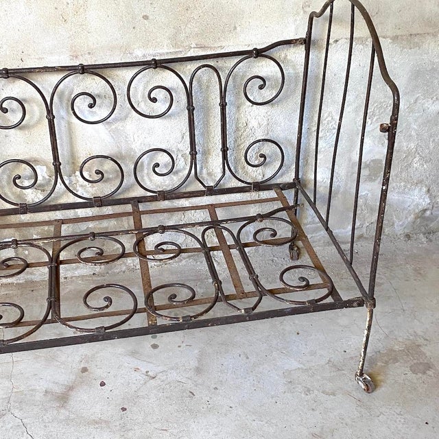 1950s Vintage Wrought Iron Bench, 1950s For Sale - Image 5 of 9