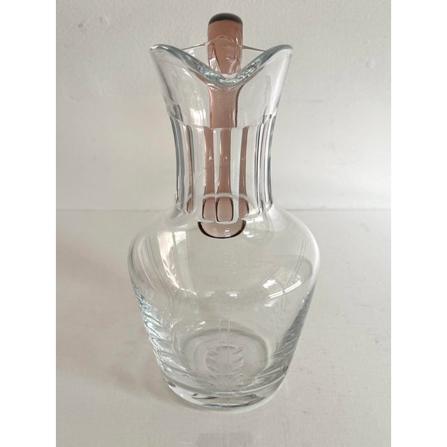 Pink Vintage Orrefors Sweden Glass Pitcher With Pink Handle For Sale - Image 8 of 10