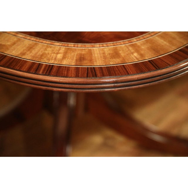 Wood Inlaid Double Pedestal Mahogany Dining Room Table Seats 6-14 People With Polished Hi Sheen Finish For Sale - Image 7 of 13