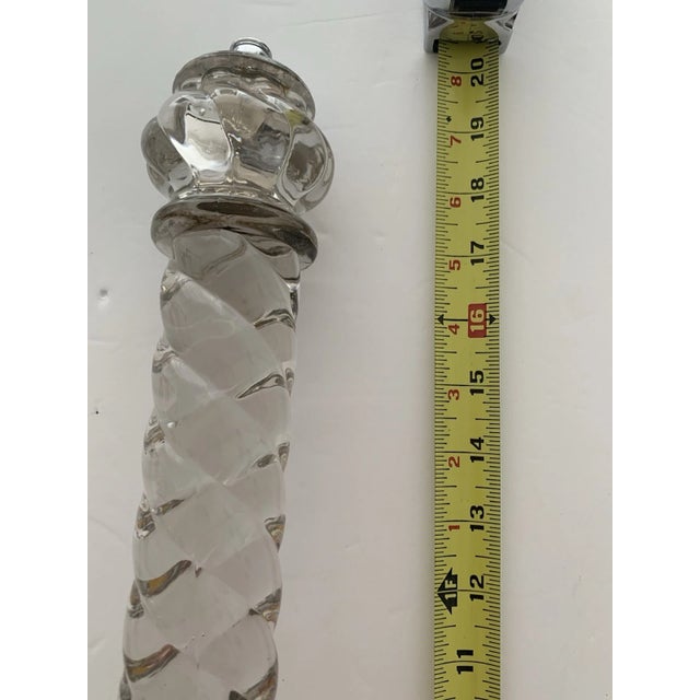 1920s 1920's Tall French Classic Crystal Columnar Swirl Pattern Table Lamps by Baccarat a - Pair For Sale - Image 5 of 17