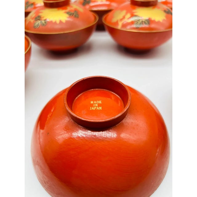 18 Pc, Vintage Japanese Lacquerware Rice Bowl Sets 9 Sets Included For Sale - Image 4 of 8