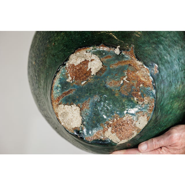 Asian Antique Thai Green-Glazed Water Jar Planter with Loop Handles For Sale - Image 3 of 18