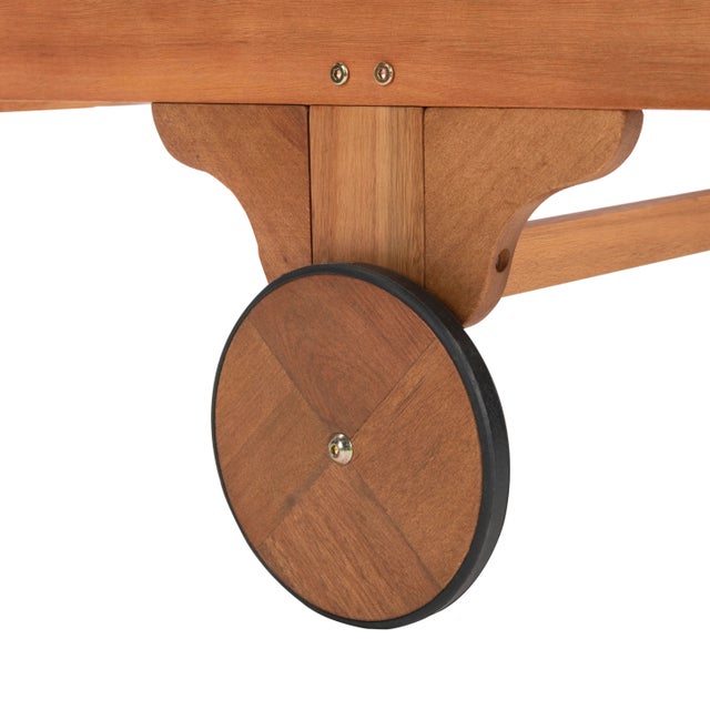 Wood Newport Chaise Lounge Chair with Side Table, Natural/Black Stripe Cushion For Sale - Image 7 of 11