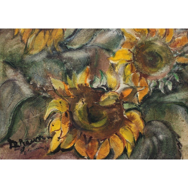 Dzidra Bauma, Sunflowers, 1974, Watercolor For Sale - Image 3 of 5