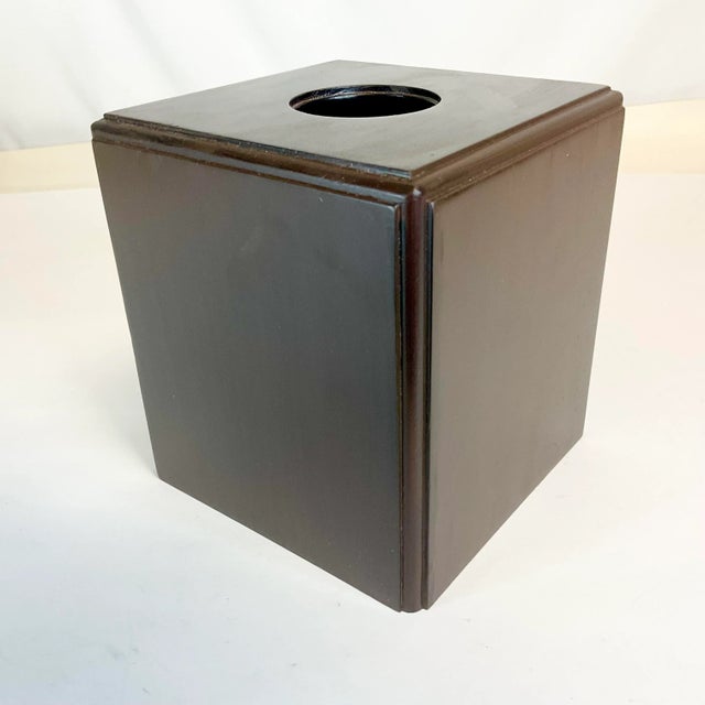 Chocolate 1980s Vintage Traditional Boho Chic Wood Tissue Box For Sale - Image 8 of 9