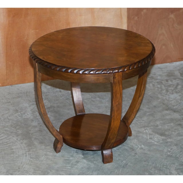 Lovely vintage circa 1950s burr & quarter cut walnut occasional table with nicely sculpted base a very good looking well...