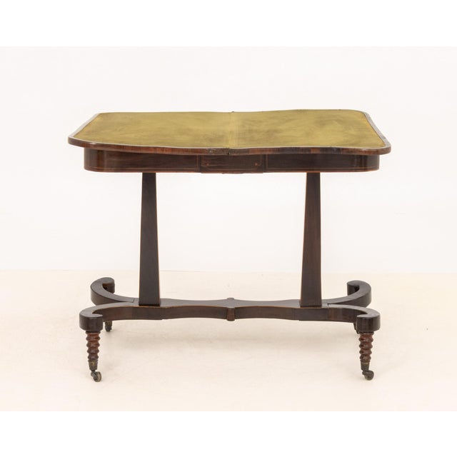 Brown Regency Rosewood and Mahogany Card Table For Sale - Image 8 of 10