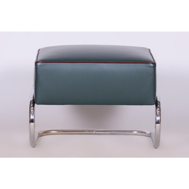 Czech Bauhaus Ottoman in Chrome, Steel and Leather by R Slezák for Slezak Factories, 1930s For Sale - Image 4 of 7