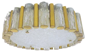 Mid-Century German Murano Glass and Brass Ceiling Lamp from Kaiser Idell / Kaiser Leuchten, 1960s
