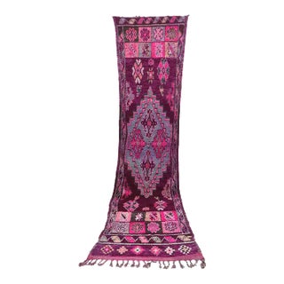 Moroccan Purple Runner Rug - 3'11" X 18'3" Ft For Sale